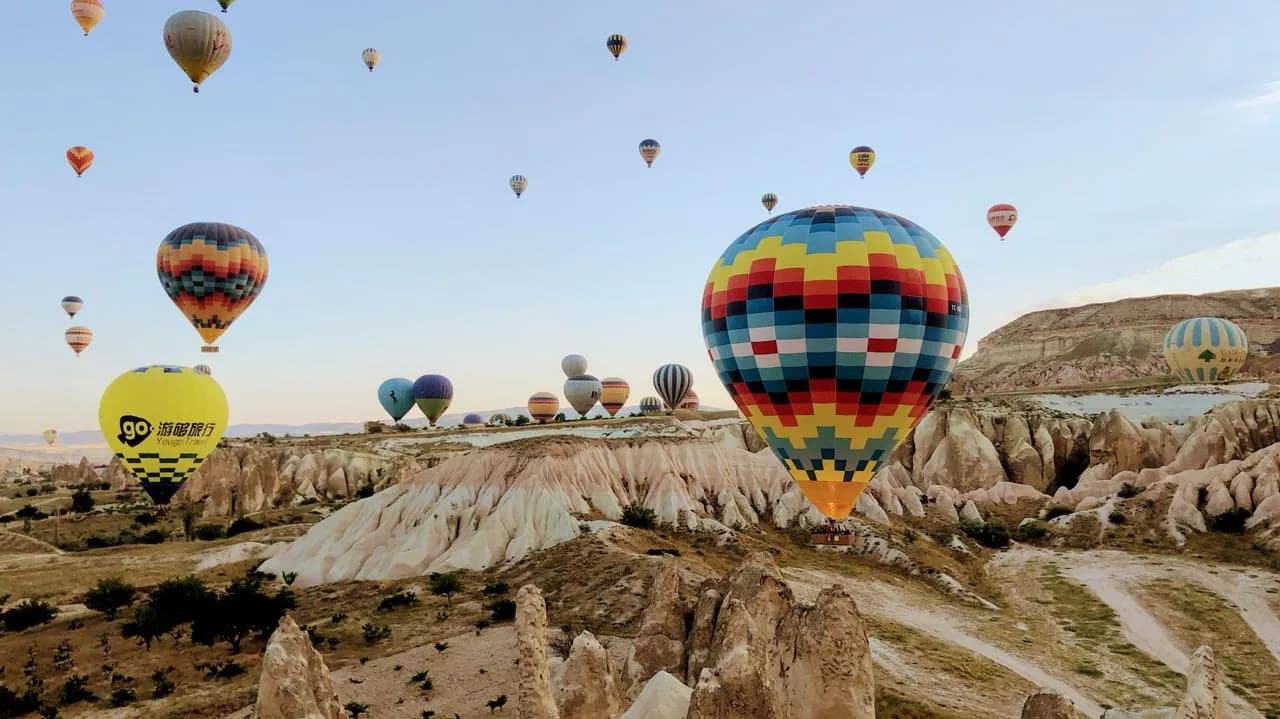 Guests in a Cappadocia balloon basket